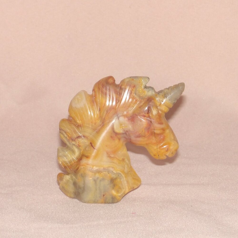 Multicolor AGATE Unicorn Carving • Polished Crystal Figurine • Stone Sculpture - Picture 7 of 8